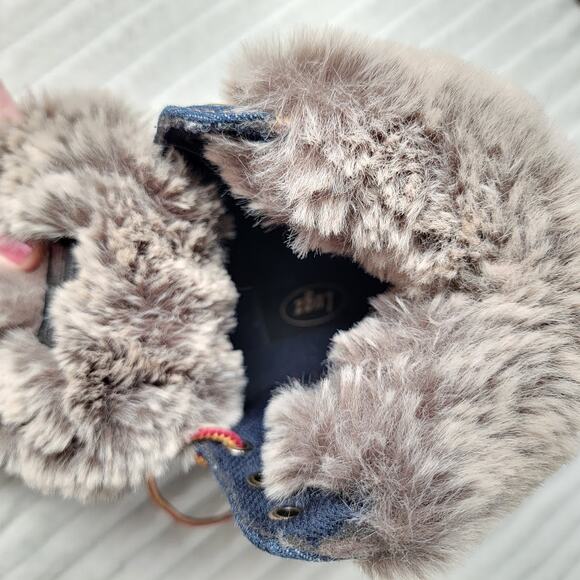 Lugz Faux Fur Lined Denim Look Boots Womens 7 Cozy Winter Lace Up Rugged Warm - Picture 9 of 9